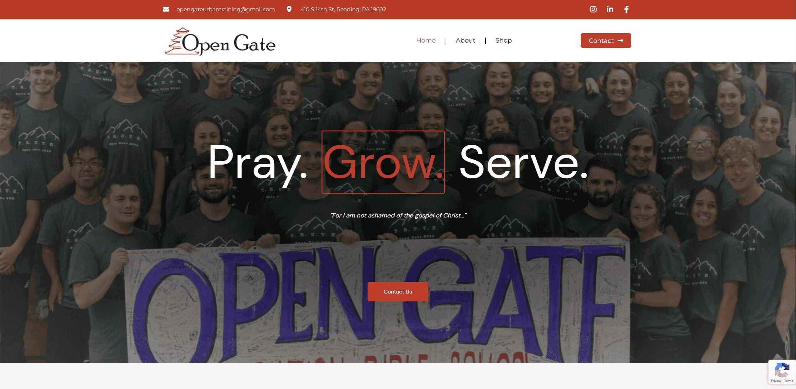 Open Gate home page