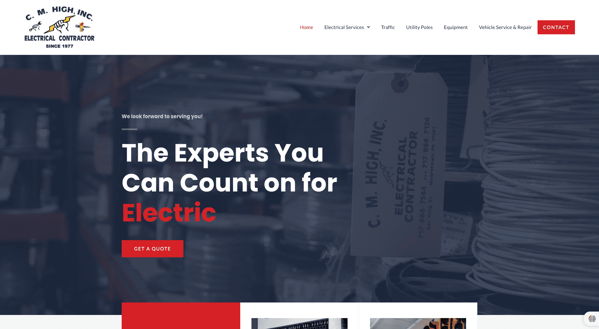 C.M. High Inc. website design for an electrical company.